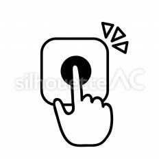 指紋認証　ボタン　白抜き ボタン,指,押すのシルエット素材