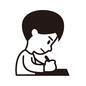 男の子 男の子,横向き,上半身,学習塾,塾,鉛筆,机,真剣,勉強する,書くのシルエット素材