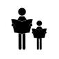 読書 読書 新聞,読む,親子,ピクトグラム,人物,全身,2人,家族,ファミリー,男の子のシルエット素材