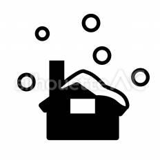 雪が積もった家 家,屋根,煙突のシルエット素材