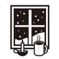 雪景色 雪,雪景色,降雪,夜,窓,キャンドル,ホットドリンク,湯気,マグカップ,景色のシルエット素材