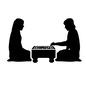 対戦する女性 ボードゲーム,テーブルゲーム,人,人物,向かい合う,ゲーム,対戦,2人,将棋,足付将棋台のシルエット素材