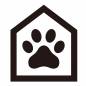 ペットエリア 屋根,足跡,区域,区画,スペース,ピクトグラム,アイコン,シンプル,案内向け,建物のシルエット素材