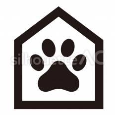 ペットエリア 屋根,足跡,区域のシルエット素材