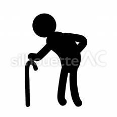 腰が曲がった老人 老人,腰,曲がるのシルエット素材