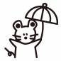 傘をさすネズミ ネズミ,傘,雨,動物,梅雨,1匹,キャラクター,韓国風,かわいい,ポップのシルエット素材