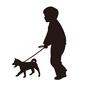犬の散歩 犬の散歩 犬の散歩,ペット,イヌ,いぬ,犬,子供,散歩,リード,紐,歩くのシルエット素材