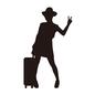 女性旅行者 女性旅行者,女性,ピース,旅行者,旅行客,キャリーケース,バカンス,バケーション,海外旅行,国内旅行のシルエット素材