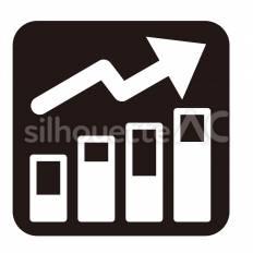 基本　売上上昇 売上上昇,棒グラフ,矢印のシルエット素材
