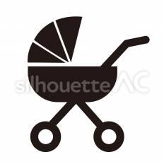ベビーカー置き場 ベビーカー,車輪,置き場のシルエット素材