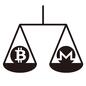 仮想通貨 仮想通貨 天秤,比べる,比較,釣り合う,同じ,ビットコイン,ビット,モネロ,仮想通貨,仮想のシルエット素材