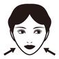 美容整形 人,人物,女性,顔,アップ,矢印,頬,エラ,削る,細くのシルエット素材
