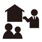 不動産 不動産 戸建,一戸建て,不動産屋,不動産会社,夫婦,人物,人,ピクトグラム,物件案内,物件紹介のシルエット素材