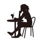 カフェ カフェ カフェ,カフェテラス,オープンカフェ,オープンテラス,女性,休憩,座る,ドリンク,バカンス,リゾートのシルエット素材
