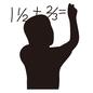 黒板に書く人 黒板に書く人 黒板,書く,計算,算数,数学,計算式,記入,後ろ姿,1人,生徒のシルエット素材