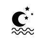 夜空 夜空 月,晴れ,星,夜空,夜,月夜,三日月,星空,天気,天気予報のシルエット素材