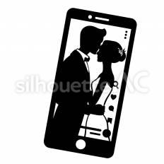 SNS投稿2 sns投稿,画面,共有のシルエット素材