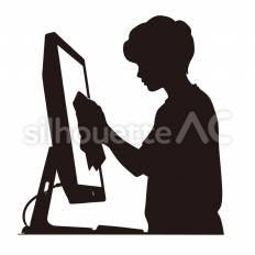 モニターを拭く モニター,拭く,布のシルエット素材