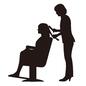 ヘアカット ヘアカット 美容師,コーム,女性,ヘアカット,美容室,スタイリングチェア,美容,人物,美容院,散髪のシルエット素材