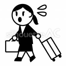 荷物持ちをする女性 荷物,スーツ,会社員のシルエット素材