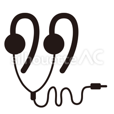 有線耳掛けイヤフォン イヤフォン,耳掛け,有線のシルエット素材