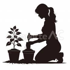 植木の整理 植木,整理,鉢植えのシルエット素材