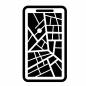 地図アプリを表示したスマートフォン スマートフォン,地図,地図アプリ,画面,位置,ナビ,端末,通信,シンプル,スタイリッシュのシルエット素材