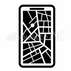地図アプリを表示したスマートフォン スマートフォン,地図,地図アプリのシルエット素材