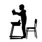 テキストを読む人 読む,生徒,立つ,テキスト,教科書,持つ,起立,人物,全身,横向きのシルエット素材