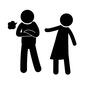 夫婦喧嘩 2人,夫婦喧嘩,怒る,喧嘩,ケンカ,言い合い,プンプン,カンカン,激怒,ピクトグラムのシルエット素材
