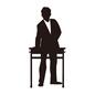 先生 先生 机,つくえ,デスク,勉強机,教える,男,男性,1人,大人,先生のシルエット素材