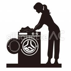 洗濯 洗濯機,衣類,取り出すのシルエット素材