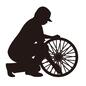 タイヤ修理 タイヤ修理 タイヤ,車輪,自転車,修理,修繕,直す,修復,調整,手入れ,メンテナンスのシルエット素材