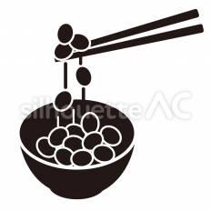 納豆 納豆,豆,箸のシルエット素材