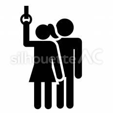 電車内での痴漢被害 痴漢,迷惑,状況のシルエット素材