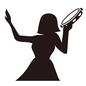 カラオケ 女性,正面,楽器,打楽器,タンバリン,ノリノリ,リズム,上半身,歌う,カラオケ教室のシルエット素材