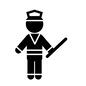 警察官 警察官,警備員,帽子,制服,人,人物,警棒,棍棒,ピクトグラム,正面のシルエット素材