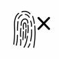 指紋認証　&times; 指紋,拒否,否認,識別,登録,照合,失敗,判定,警告,シンプルのシルエット素材