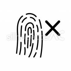 指紋認証　&times; 指紋,拒否,否認のシルエット素材