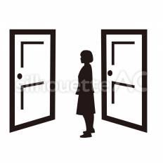 岐路 扉,前に立つ,姿勢のシルエット素材