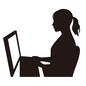 女性 女性 ステイホーム,オンライン授業,休校対策,リモートワーク,テレワーク,在宅勤務,外出自粛,講師,先生,生徒のシルエット素材