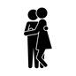 抱き寄せる 抱き寄せる カップル,恋人,仲良し,夫婦,人物,人,男女,男,女,密着のシルエット素材