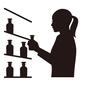 女性薬剤師 女性薬剤師 薬剤師,薬瓶,薬,薬局,研究,ポニーテール,医療,働く,仕事,職業のシルエット素材