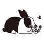 うさぎ うさぎ うさぎ,小動物,横向き,全身,花,小花,植物,蝶,一羽,ちょうちょのシルエット素材