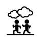 くもり くもり ピクトグラム,くもり,雲,ジョギング,人,人物,全身,2人,マラソン,天気のシルエット素材