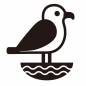 鳥 鳥 鳥,海鳥,横向き,1羽,波,生き物,海,海水浴,ビーチ,かわいいのシルエット素材