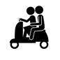 二人乗り 二人乗り カップル,恋人,仲良し,夫婦,人物,人,男女,男,女,バイクのシルエット素材