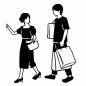 爆買いする男女 爆買いする男女 男女,母の日,爆買い,ショッピング,親子,夫婦,女性,息子,男性,母子のシルエット素材