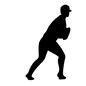 野球選手 野球選手 守備,捕球,構える,内野手,グローブ,グラブ,ミット,全身,横向き,野球選手のシルエット素材