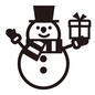 ゆきだるま ゆきだるま キャラ,ゆきだるま,雪だるま,シルクハット,プレゼント,マフラー,クリスマスプレゼント,手袋,ミトン,キャラクターのシルエット素材
